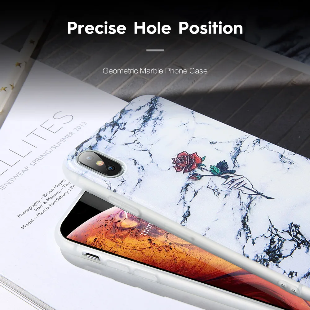 KISSCASE Marble Phone Cases For iPhone 7 8 X XS Max XR Rose Pattened Case 11 Pro 6 6S Plus 5S Soft TPU Covers |