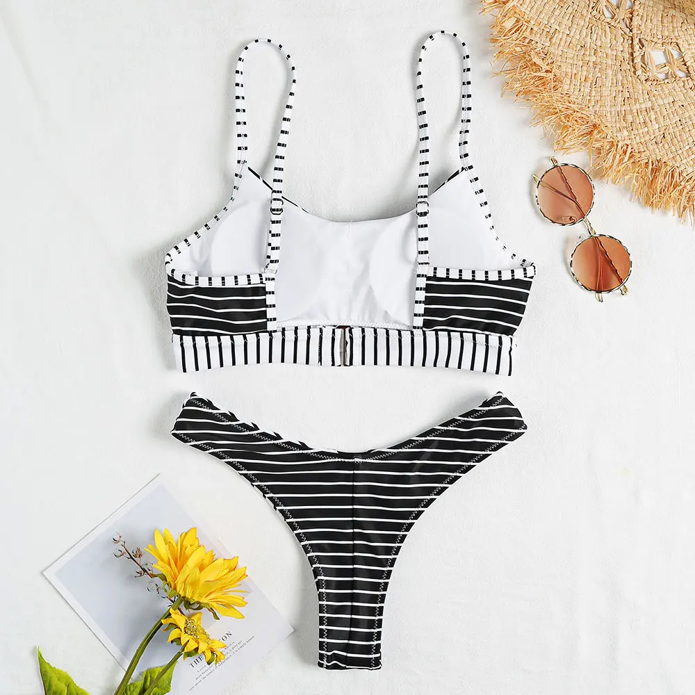 ZAFUL Сексуальное Women Комплект Летний Тонкий Ремень Цвет Блокировка Полосатый