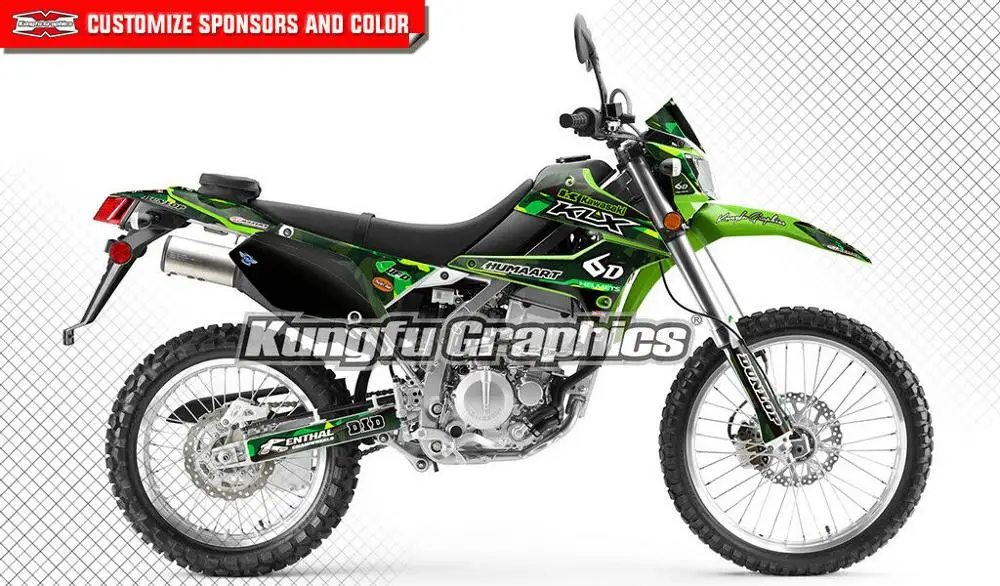 И рисунком кунг фу Графика пользовательские наклейки MX Стикеры для Kawasaki KLX250 KLX 250