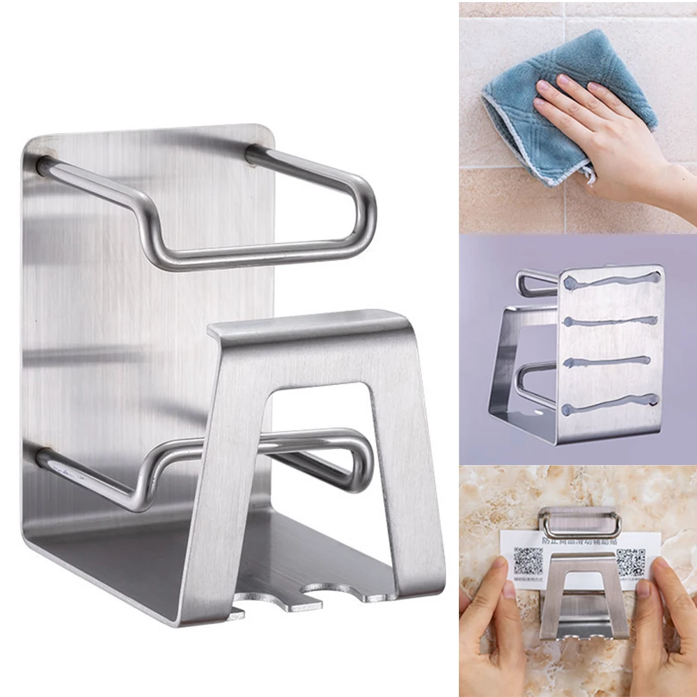 

Punch-free Self-adhesive Organizer Toothbrush Holder Stainless Steel Bathroom Accessories Toothpaste Hook Wall Mount