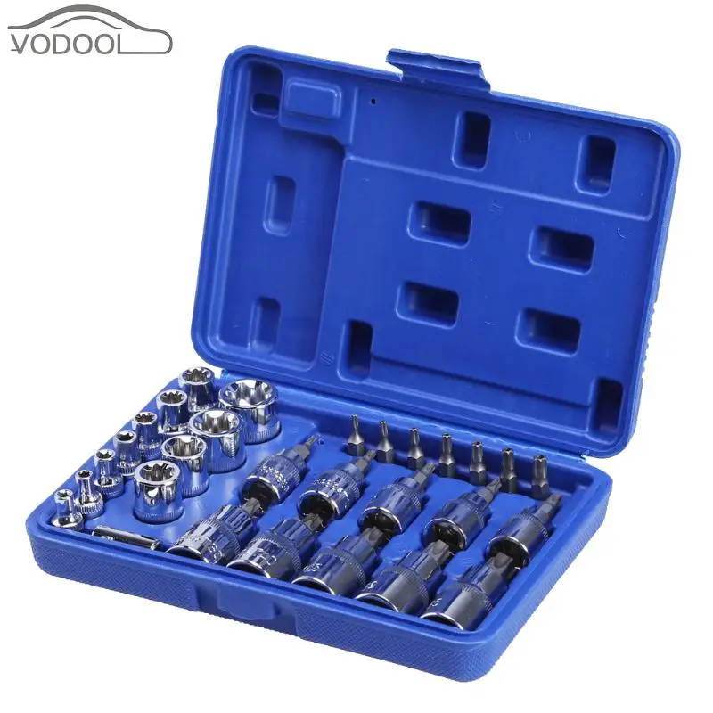 

29Pcs/Box Torx Star Socket Screws Bit Set Male Female E & T Sockets Screwdriver Sleeve Auto Car Repair Tools Kit