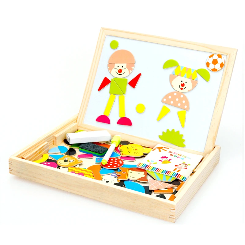 

1PCS Magnetic Scrabble Multi-function Black and White double-sided drawing Board benefit Building blocks Children's Jigsaw Toys