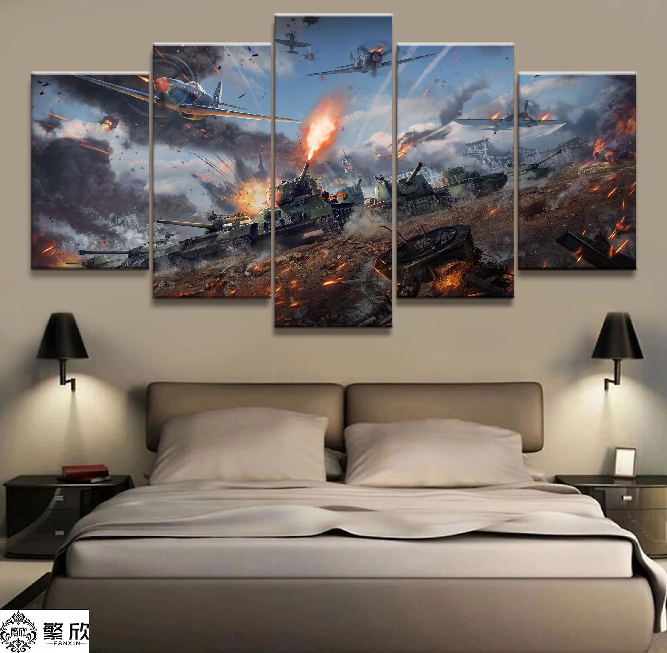5 шт. военные войны World of warship Танк мировая живопись игра плакат декоративная