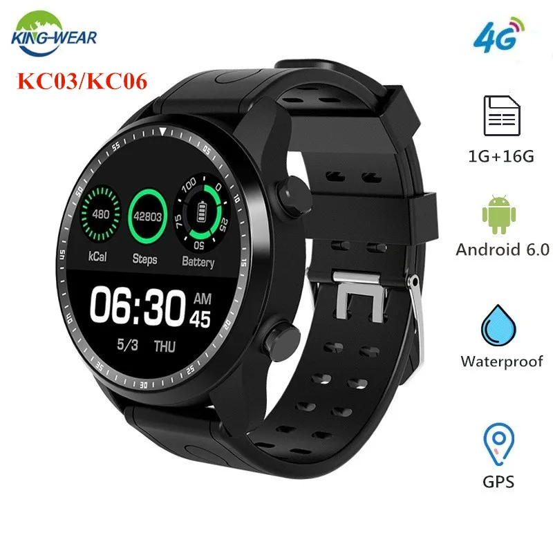 Смарт часы KingWear KC03/KC06 4G 1 3 дюйма Android 6 0 MTK 6737 ГБ RAM 16 ROM 620 мАч GPS шагомер спортивные