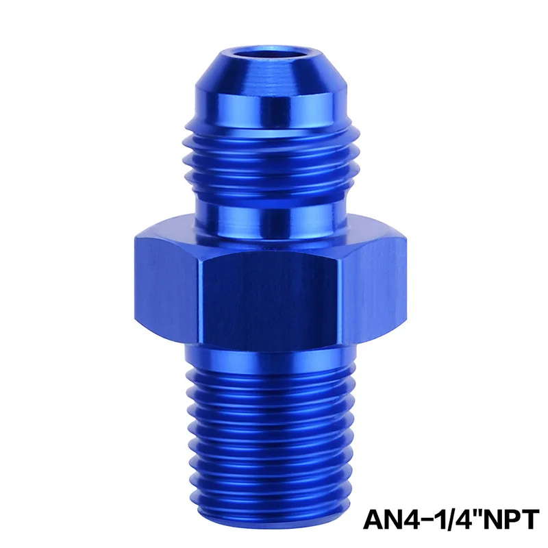 SPEEDWOW синий алюминиевый сплав мужской AN4 до 1/4 ''NPT резьба прямой адаптер Труба