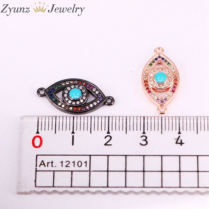 

10PCS ZYZ333-5117 CZ Crystal Charms Bracelet Blue Enamel Eye Beads Bracelet for Women Turkey Jewelry