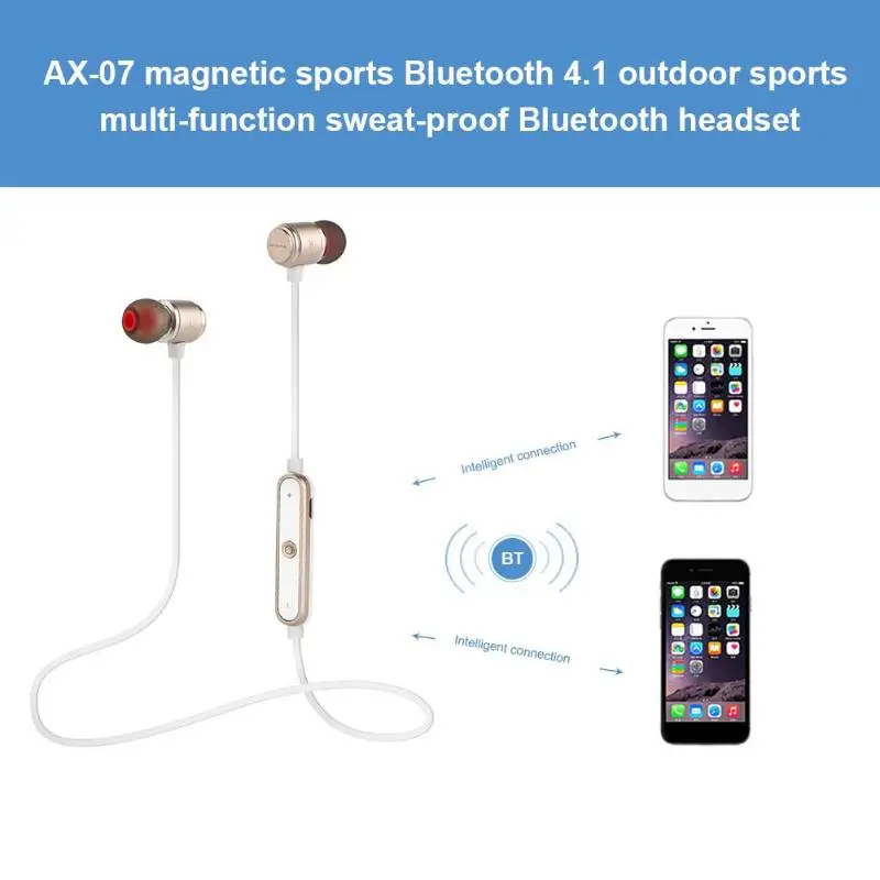 AX-07 Магнитный Беспроводной Bluetooth наушники гарнитура устойчивое спортивные для IOS
