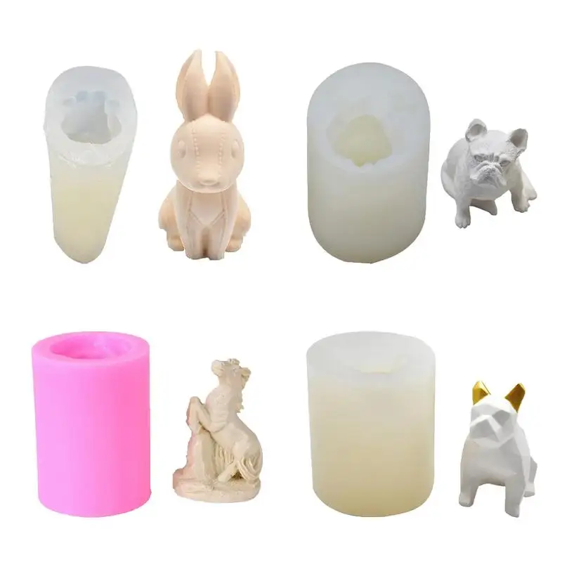 3D DIY силиконовая форма Геометрические Животные Собака лошадь ароматерапия гипс