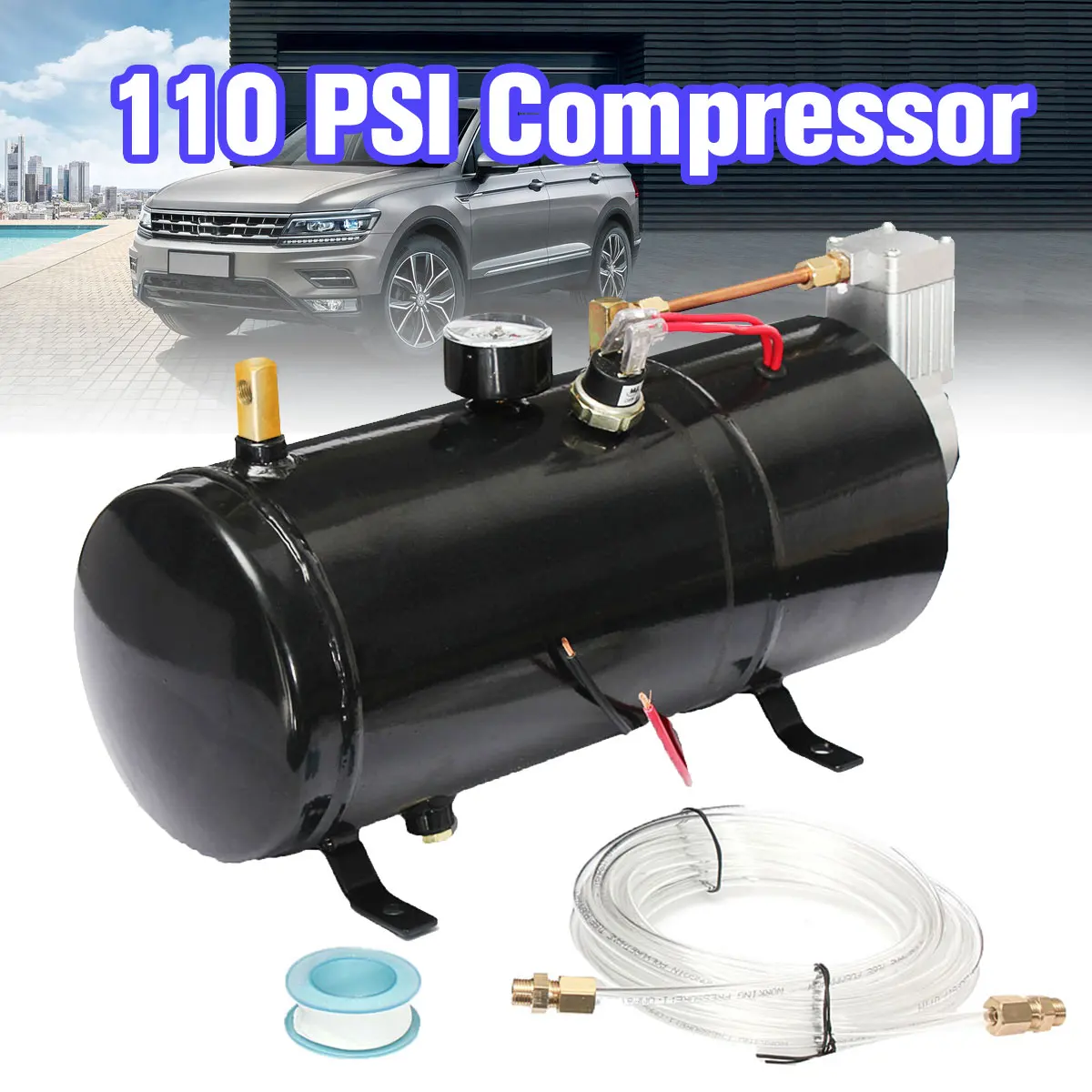 110 PSI 24V Компрессор Электрический воздушный компрессор с емкостью бака 3 литра для воздушного рога поезд Грузовик Авто велосипеды шины H004 B1