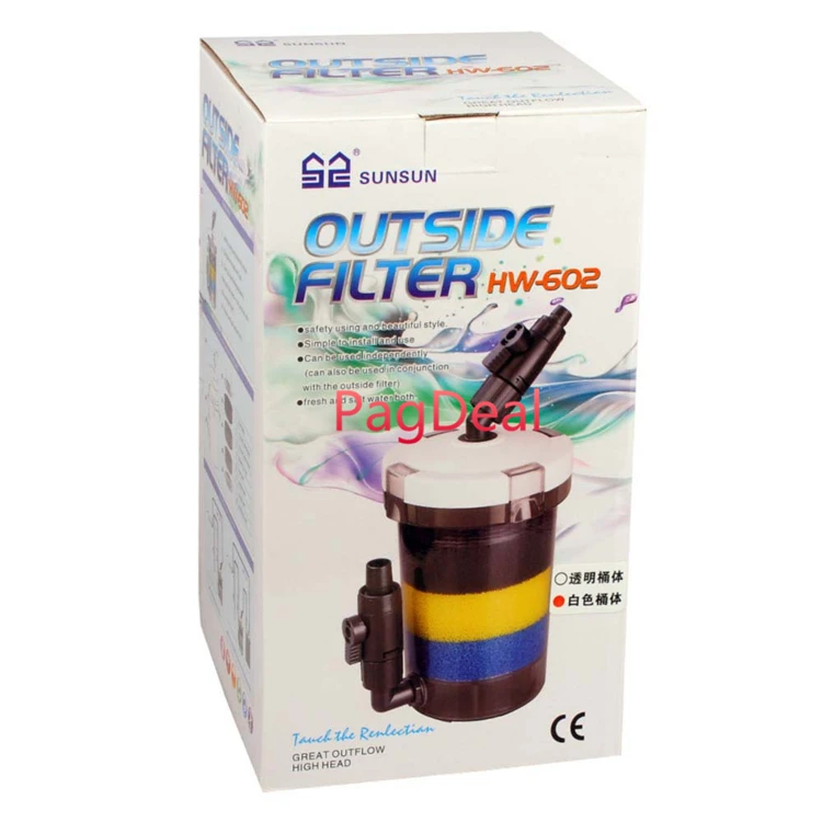 

Aquarium External Filter Canister Outside Filtration System Freshwater Saltwater Fish Tank 4 Stage Pre-Filter Canister HW-602