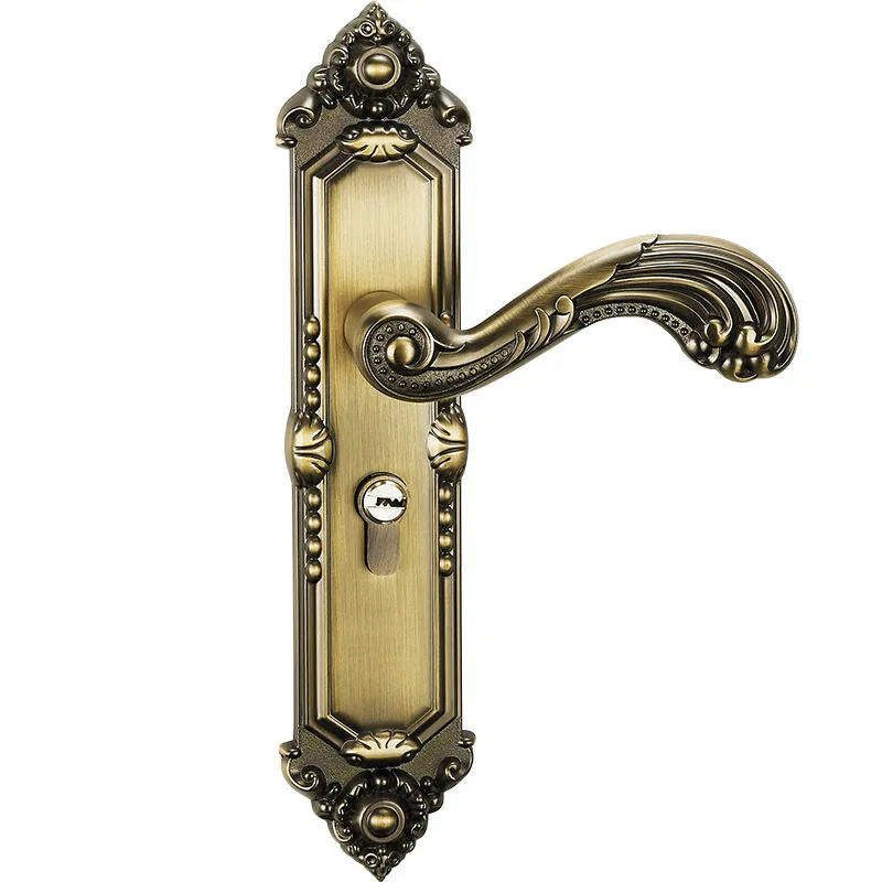 

European Indoor Lock Zinc Alloy Bedroom Hold Hand Lock Solid Wood Door Lock Bearing Mute Hardware Lock Have Yellow Ancient