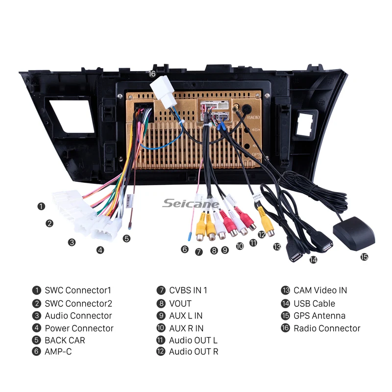 Seicane 10 1 &quotHD сенсорный экран 2Din автомобильный навигационный GPS радиоприемник + 16