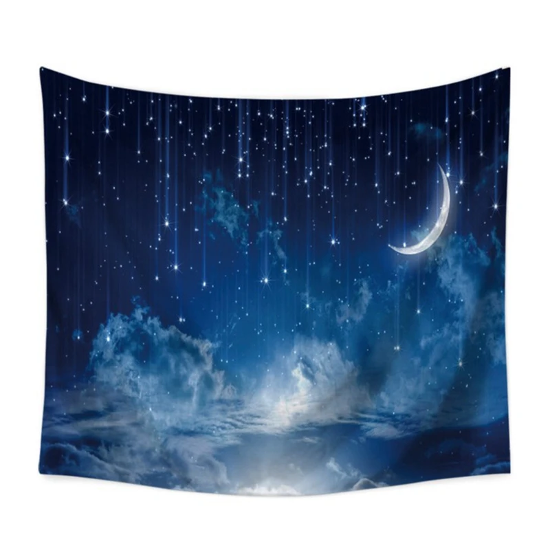 Fancy Sight Printed Cartoon Moon Cosmos Explore Polyester Tapestry Bedroom Wall Hanging Gobelin Bedding Cover Home Decor | Дом и сад