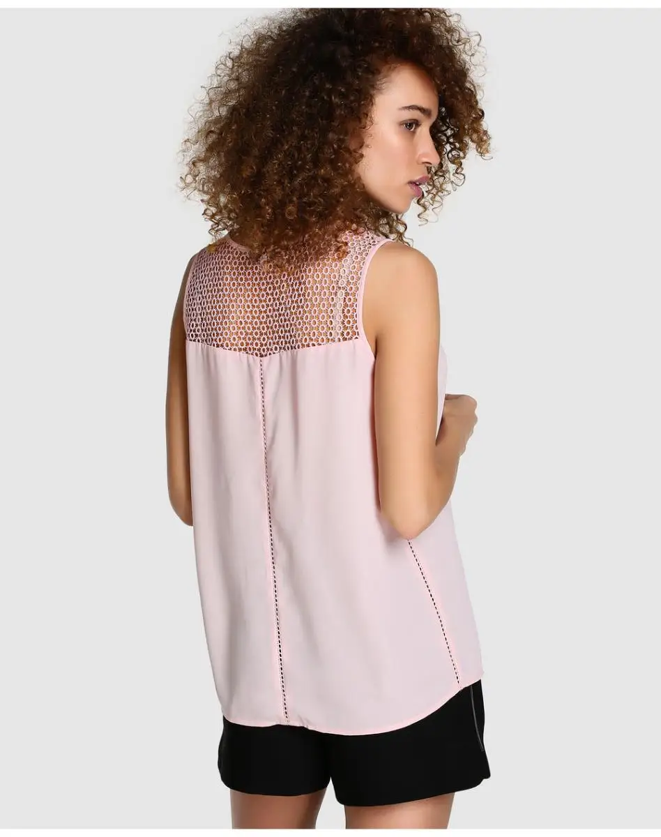 Женская блузка Young Formula с круглым вырезом и гипюром|Блузки| |