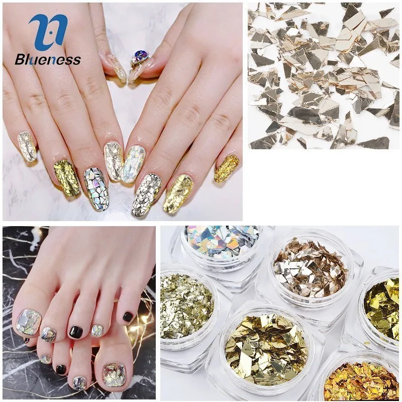 Blueness Powder 6 Box/Set Mix Alloy Nail Art Glitter Colorful Nails Decorations Charms Designs Sequins Accessories | Красота и