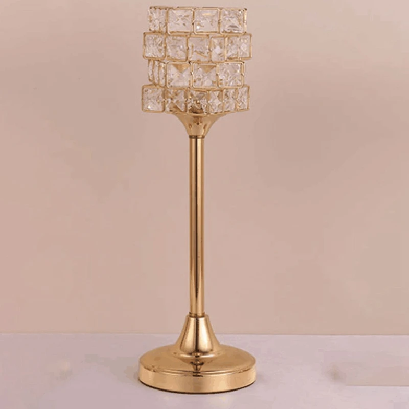 New Peculiar Metal Golden Finish Candle Holder With Crystals Wedding Candelabra Centerpiece Home Decoration Candlesticks | Дом и сад