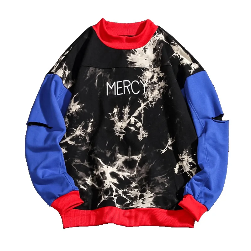 

Spring and autumn mosaic fake two-piece printed camouflage hooded jacket streetwear student trend men's clothing on ins