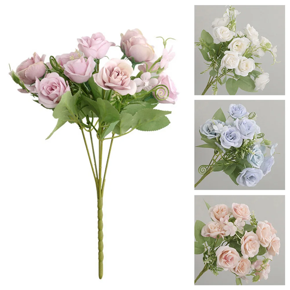 Искусственные розы пластик 5 стебли поддельные Свадебные Свадебный букет Декор