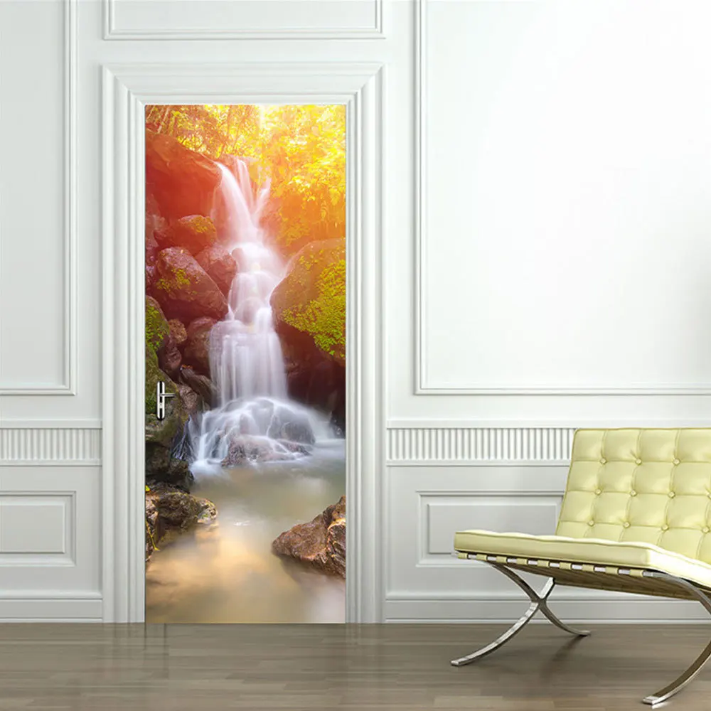 2Pcs/Set Color Waterfall Door Art Decor Home Creative DIY 3D Stickers Pattern For Wall Room Decoration | Дом и сад