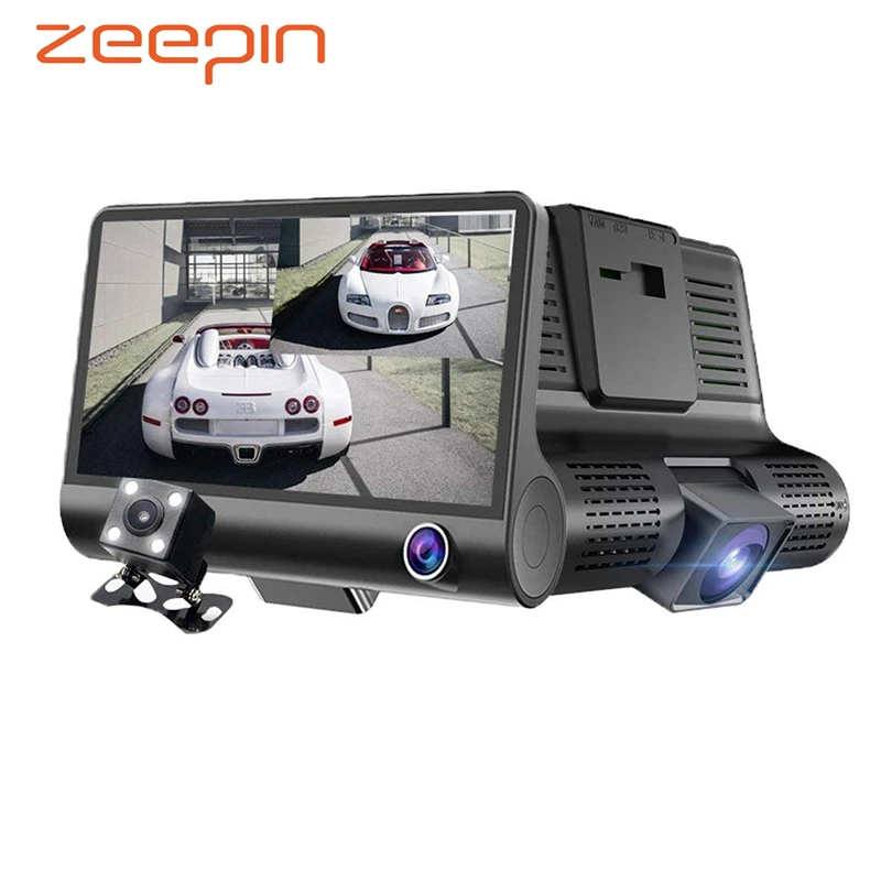 Автомобильный видеорегистратор 3 камеры 170 градусов HD 1080P 4 &quotIPS Dash Cam с двумя
