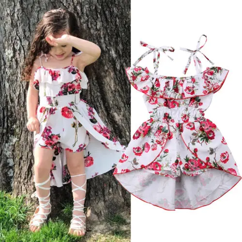 2019 New Princess Floral Dress Toddler Kid Baby Girl Off The Shoulder Romper Jumpsuit Playsuit Dresses Children Summer Sundress | Детская