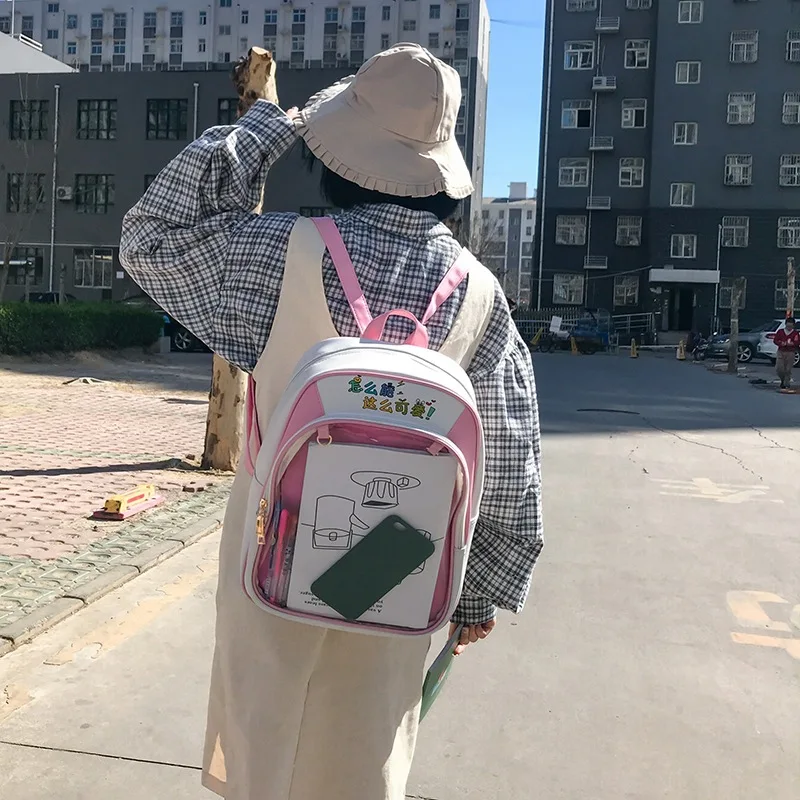 Модный прозрачный рюкзак из ПУ кожи карамельных цветов корейская женская сумка