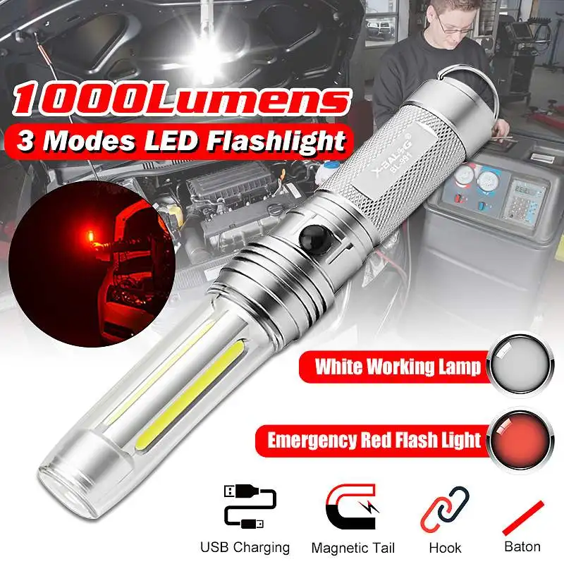 XANES BL-991 XPE COB 1000LM 3 режима передний боковой светильник белый красный светильник Магнитный задний светодиодный светильник-вспышка светильник для кемпинга рабочий светильник