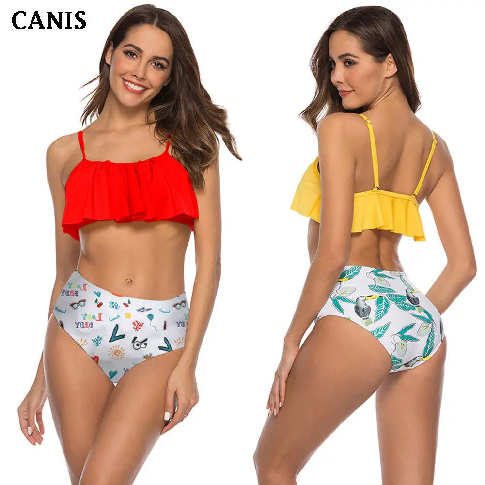 Женский купальник с оборками и цветочным принтом винтажный купальный костюм