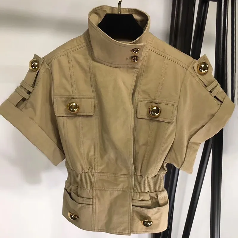 TWOTWINSTYLE летний Однотонный женский костюм на пуговицах с коротким рукавом