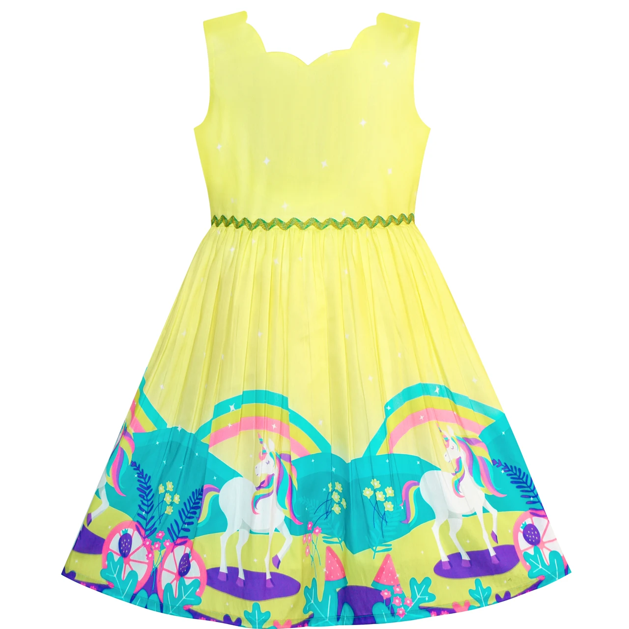 Girls Dress Unicorn Rainbow Sleeveless Deep Pink Princess 2020 Summer Wedding Party Dresses Kids Clothes Pageant Sundress | Детская