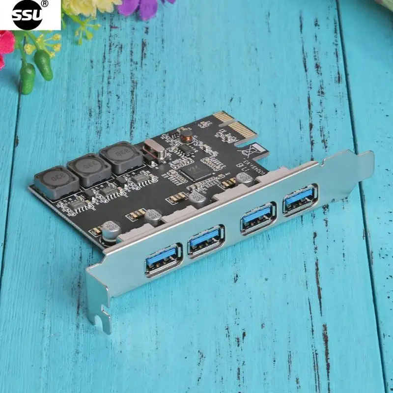 U3V04S + 4 портовая pci E USB 3 0 PCIe Плата расширения PCI Express usb хаб адаптер|Платы расширения|