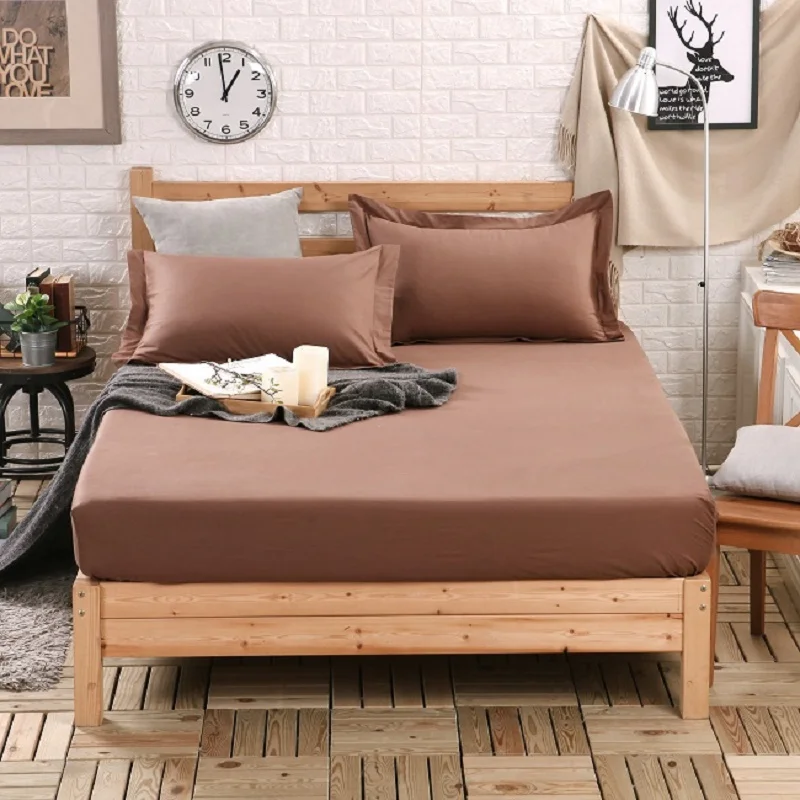 

Однотонная натяжная простыня из 100% хлопка, 1 шт., наматрасник с четырьмя углами и резинкой, простыня 65