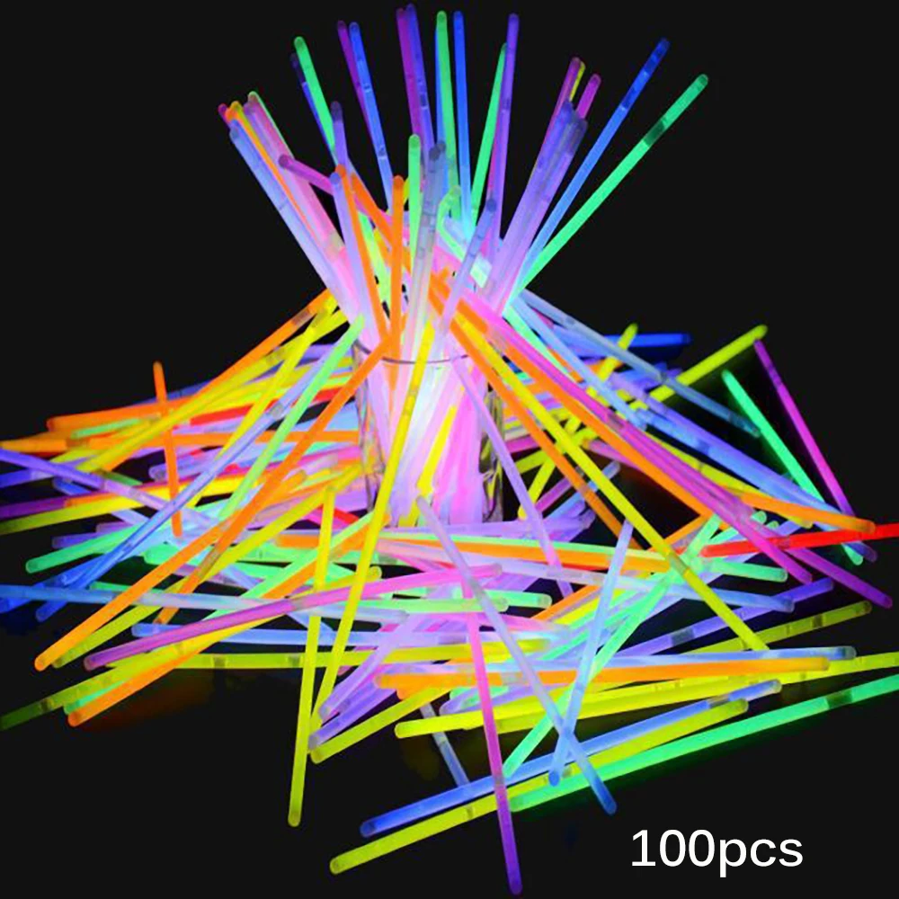 

100 шт. светящиеся палочки оптом вечерние поставки Sticklight браслеты очень яркий светятся в темноте вечерние новые модные светящиеся Вечерние