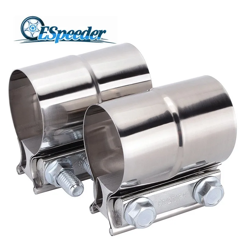 

ESPEEDER Silver 2.0" 2.25" 2.5" 3.0" 4.0" High Strength Reducing Pipe Butt Joint Stainless Steel Exhaust Clamp Kit Universal