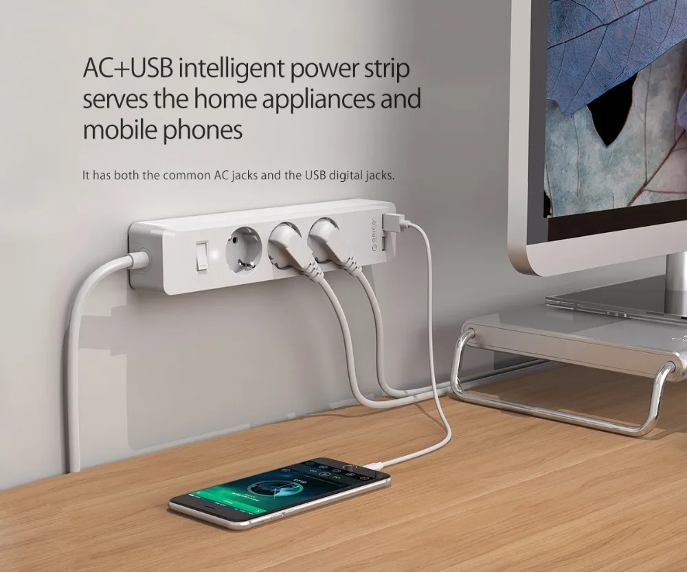 ORICO USB блок питания розетка с 2 2.4A Быстрая зарядка стандартный удлинитель Домашняя