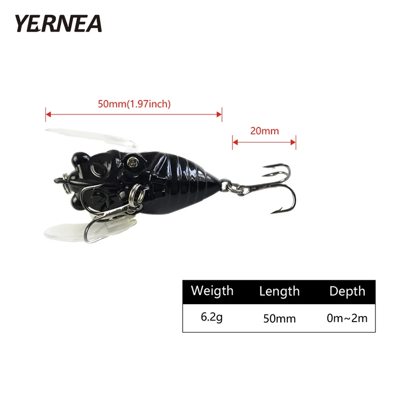Yernea 1 шт. 4 цвета насекомые Cicadas бионические дороги рыболовные приманки порты