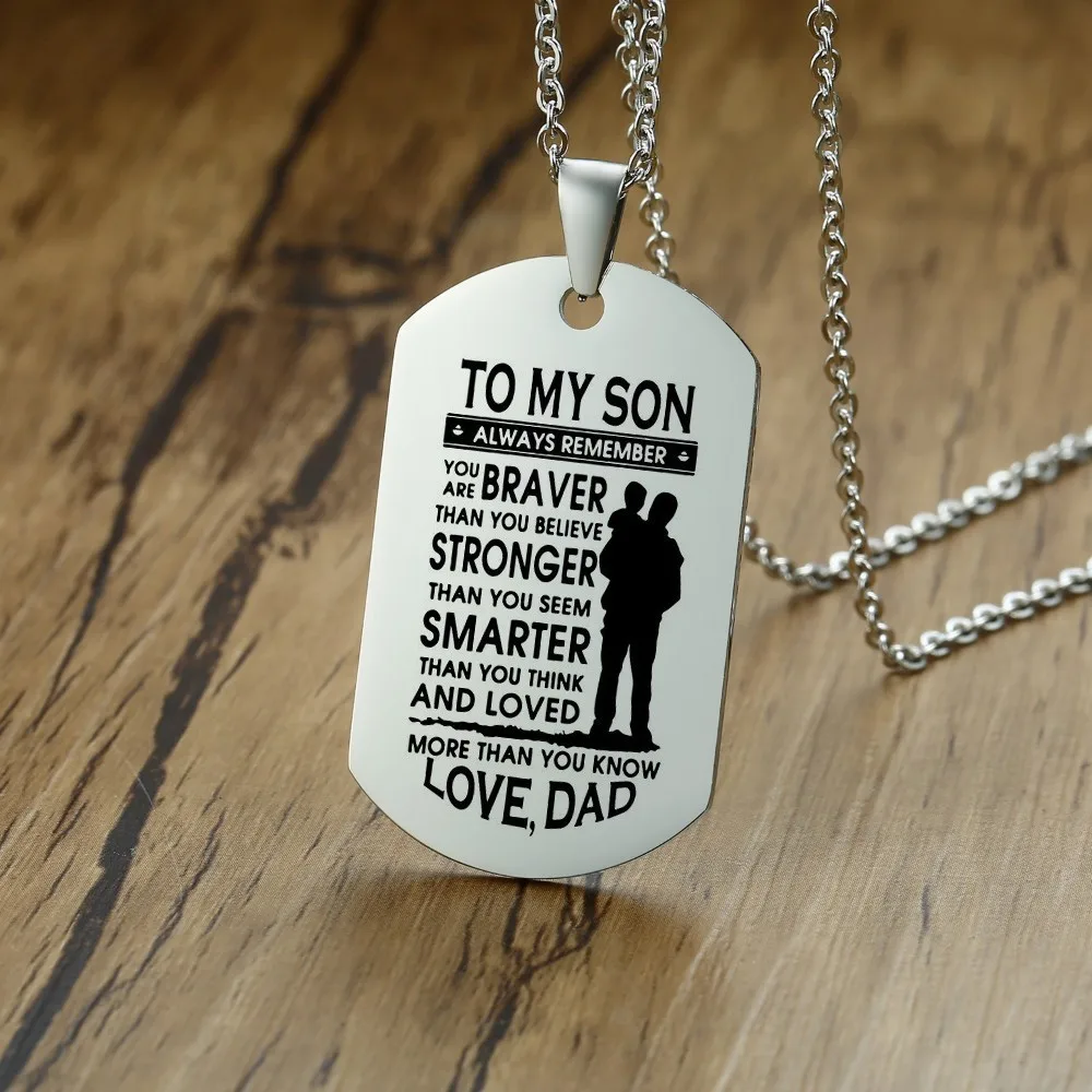 Silver Personalized Necklace Men Dogtag Pendant Custom Photo Name Nameplate Dad Father Gifts | Украшения и аксессуары