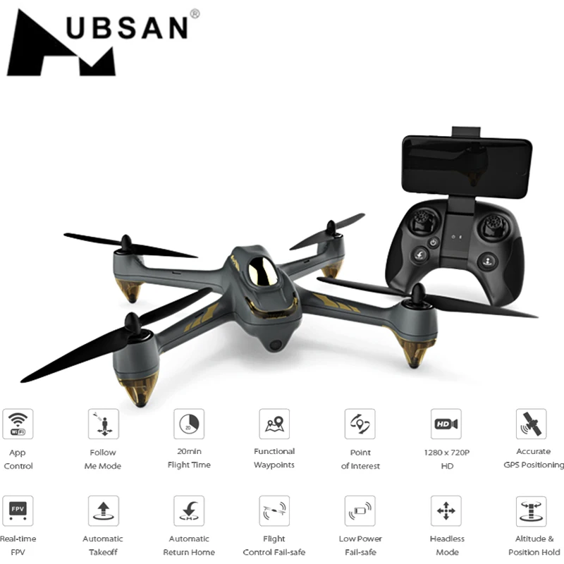 HUBSAN H501M X4 GPS бесщеточный Радиоуправляемый Дрон RTF WiFi FPV 1280X720 P/Waypoints/Follow Me Mode Quadcopter