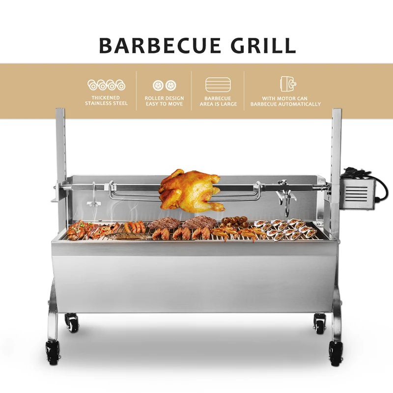 

ITOP BBQ Grill Charcoal Pig Spit Roaster Rotisserie Barbeque Machine Multifunctional Electric Barbecue Grill Stainless Steel