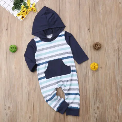 Emmababy/для маленьких мальчиков и девочек в полоску с длинными рукавами комбинезон