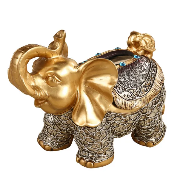 

WSHYUFEI European High-end Creative Tissue Box Dining Table Tissue Box Living Room Storage Box Cute Elephant Desktop Paper Box