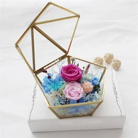 luda glass wedding ring jewelry storage box wedding jewelry case immortal flower glass cover creative home decoration