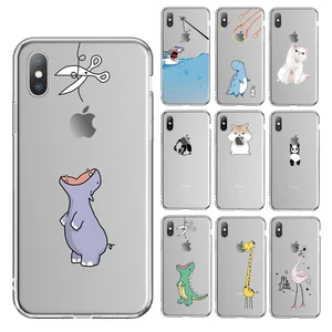 ottwn clear phone case for iphone 11 pro max 13 12 7 8 6s plus cute cartoon animal soft tpu for iphone x xr xs transparent cover free global shipping