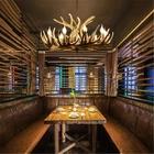 Светодиодная винтажная люстра в виде рогов для свечей, подвесные светильники в американском стиле ретро из смолы, в стиле лофт, домашняя отделка кухни осветительные приборы