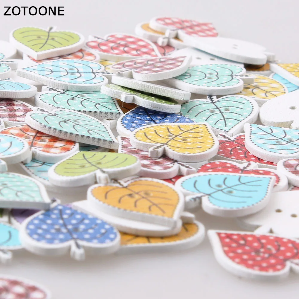 ZOTOONE 100PCS Mix Color Heart Tree Button Handmade Wooden Sewing Buttons Two Holes Cabochon Scrapbooking DIY Accessoires E | Дом и сад