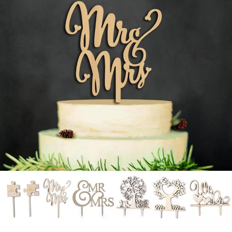 Свадебный торт Топпер Mr And Mrs LOVE свадебный деревенский украшение для торта