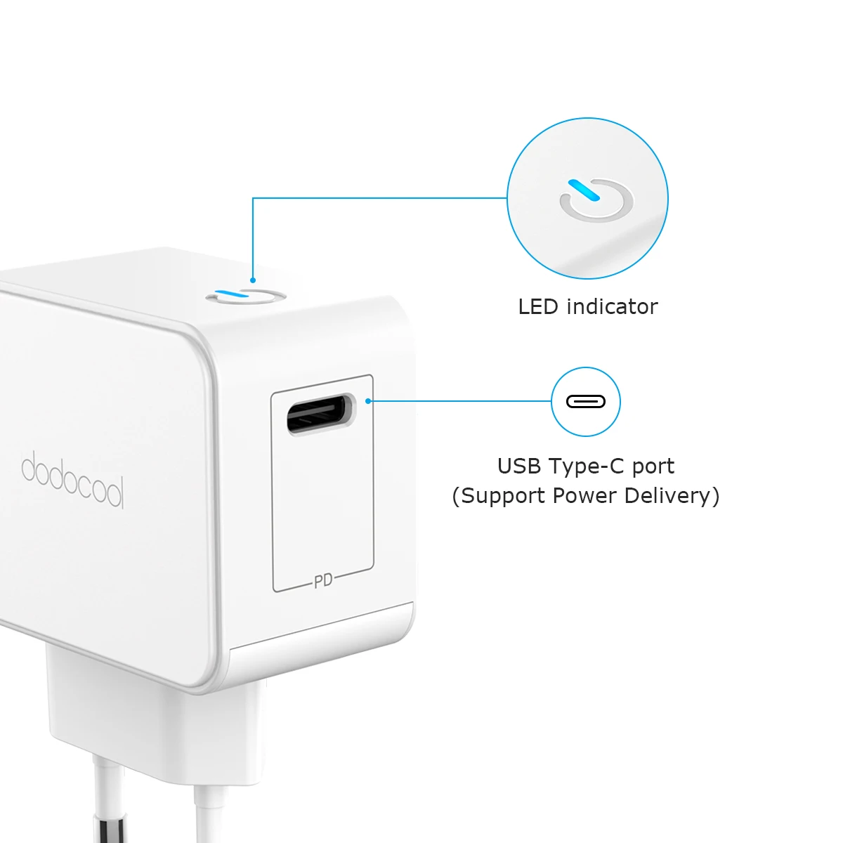 Dodocool USB зарядное устройство PD Type C настенное адаптер питания с подачей энергии для