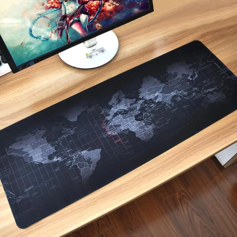 Extra Large Mouse Pad World Map Mousepad Anti-slip Natural Rubber Gaming Mat with Locking Edge for Laptop Notebook Compute | Компьютеры и