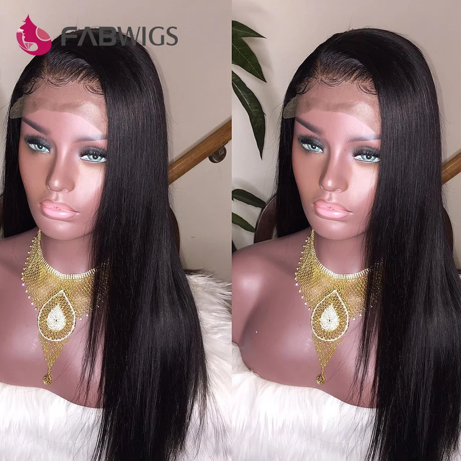 Fabwigs перуанские кружевные передние человеческие волосы искусственные прямые Remy