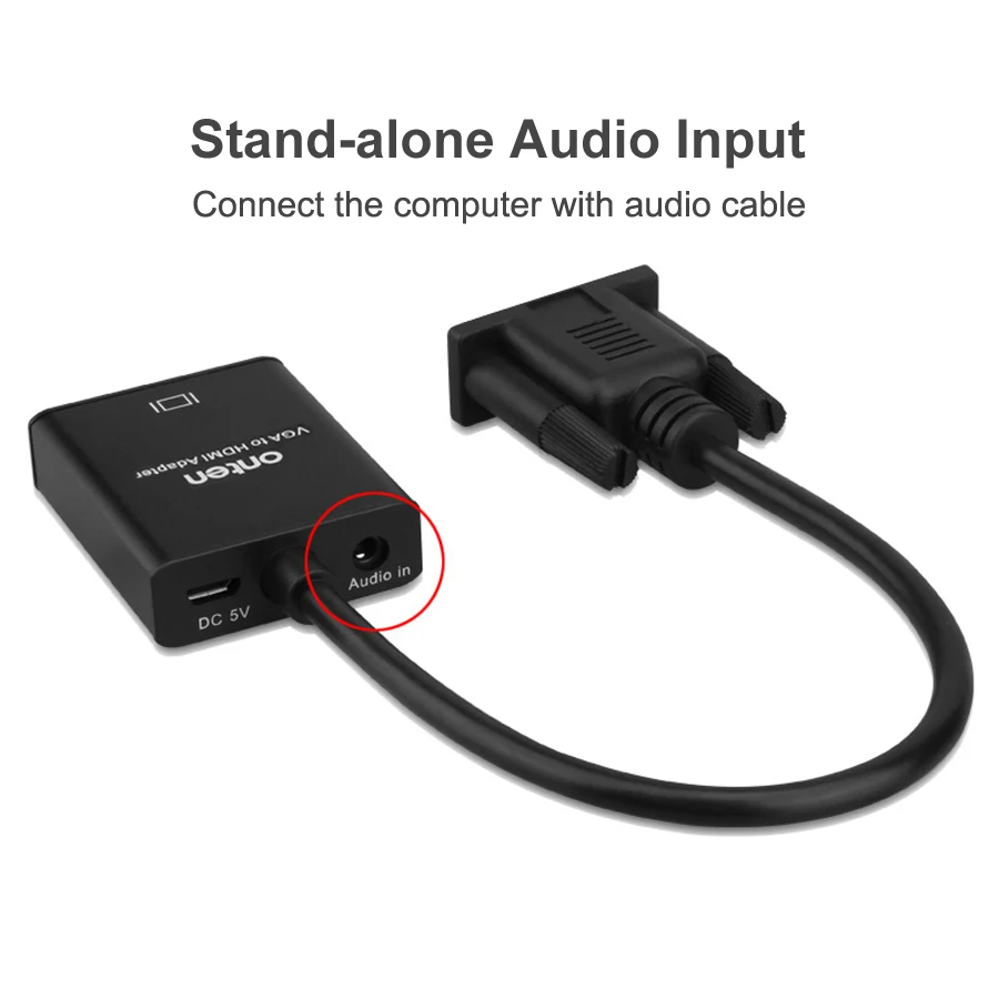 VGA к HDMI кабель конвертер адаптер 1080P с аудио Аналоговый цифровому видео для ПК